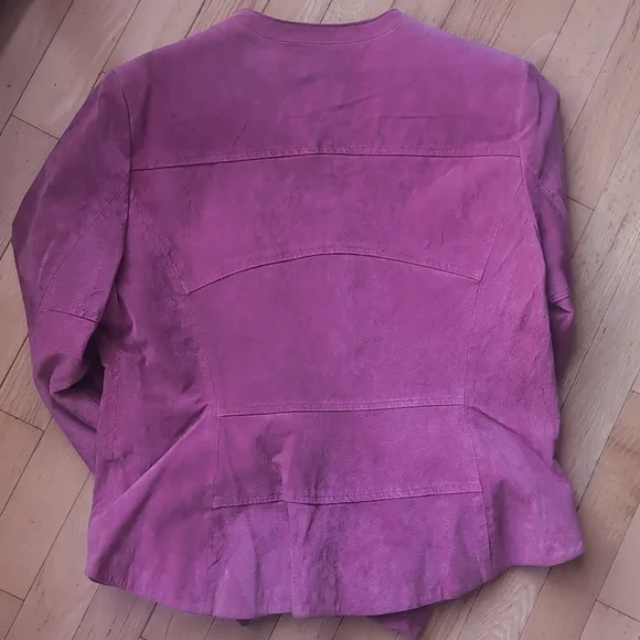 Guillaume Suede Pink Women's Peplum Jacket P2P 20.5 Length 22 - Picture 3 of 4